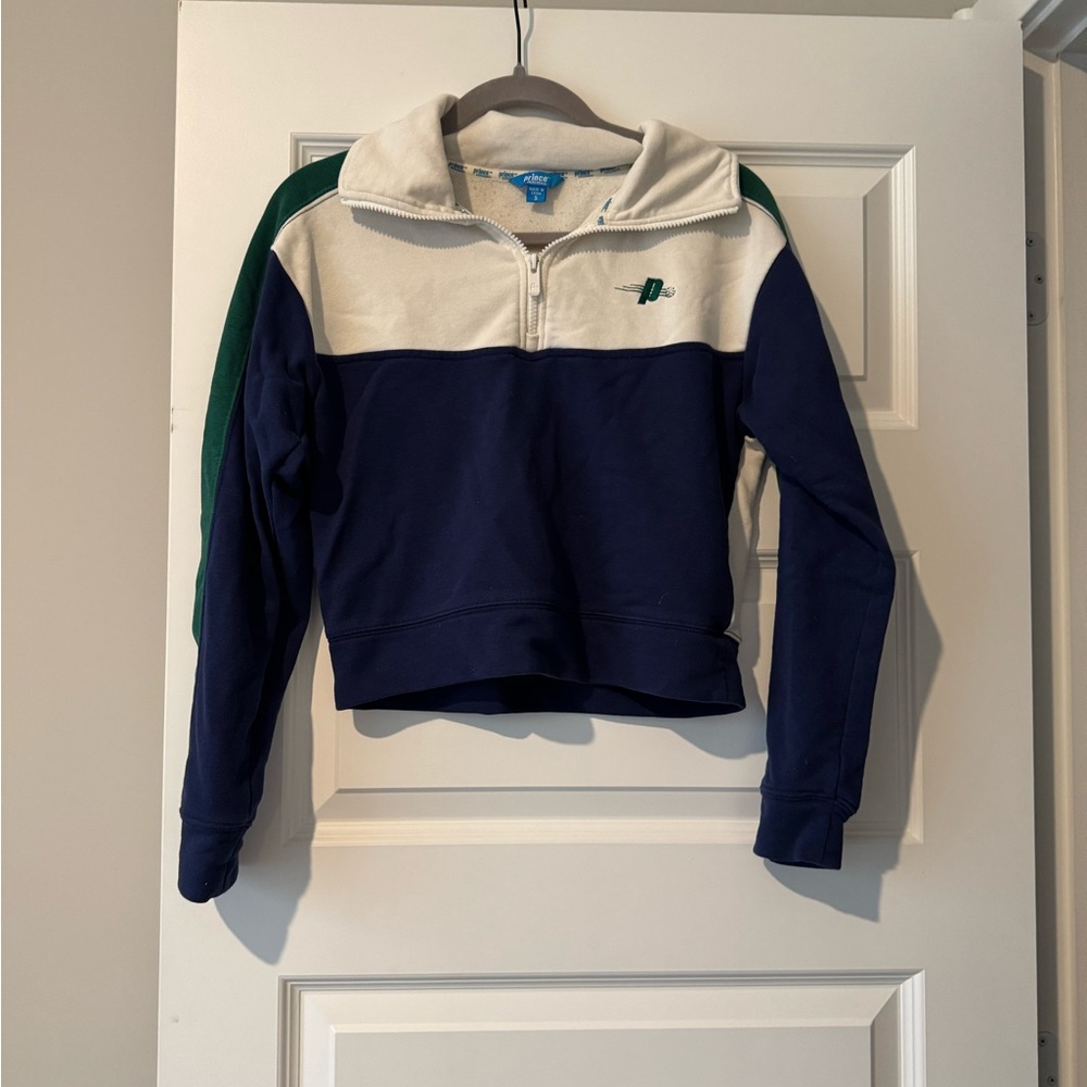 Prince Cream and Navy Zip Pullover
